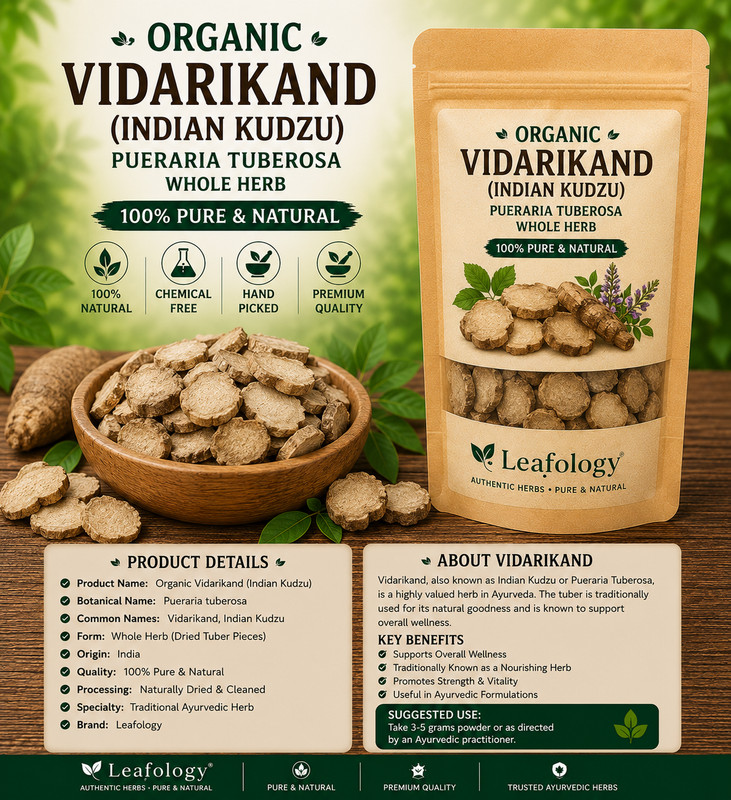 Organic Vidarikand (Indian Kudzu) Whole Herb – 100% Pure & Natural