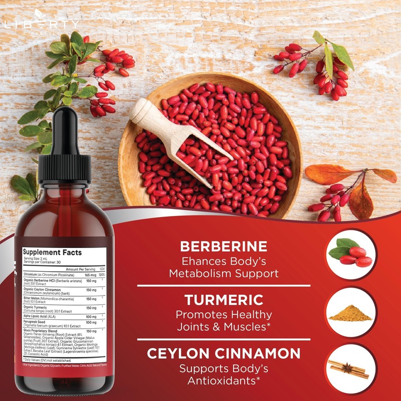 Berberine with Ceylon Cinnamon Supplement Liquid Drops + Bitter Melon Extract... gallery