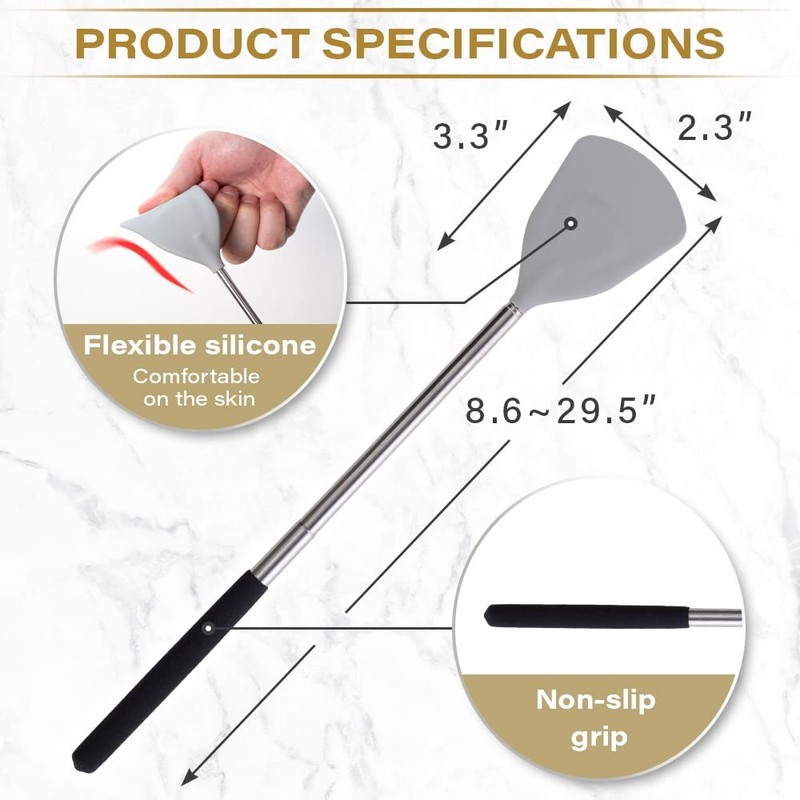 ROUNDS Cream Applicator for Back Telescopic Stick Lotion Ointment Gray gallery