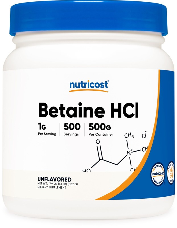 Nutricost Betaine HCl Powder 500 Grams – Gluten Free & Non-GMO