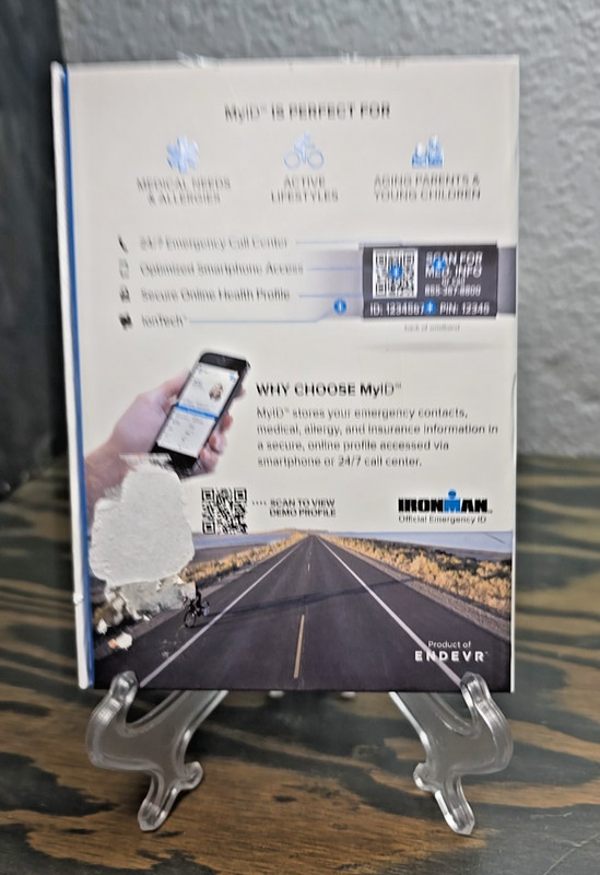 MyID Ironman Medical Alert Emergency ID Bracelet NIB Endevr Sport Triathlon QR gallery