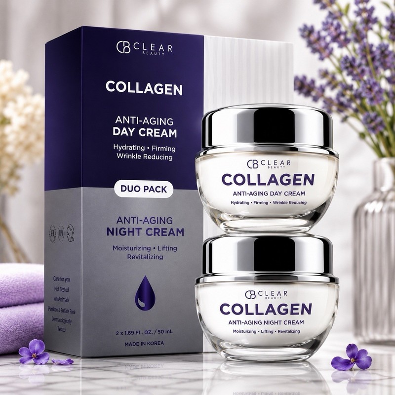 Clear Beauty Collagen Day & Night Cream Anti Aging – Duo Pack – 2x50ml