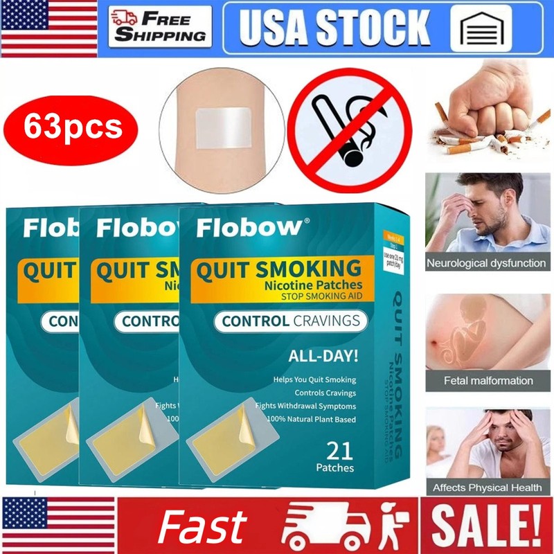 63 Patches Nicotine Patches Stop Smoking Aid Steps 1 to Quit Smoking Patch 21mg