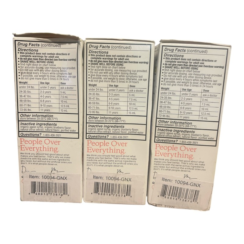 Genexa Kids Pain & Fever Acetaminophen Organic Blueberry 4oz 3 Pack EXP 03/2027 gallery