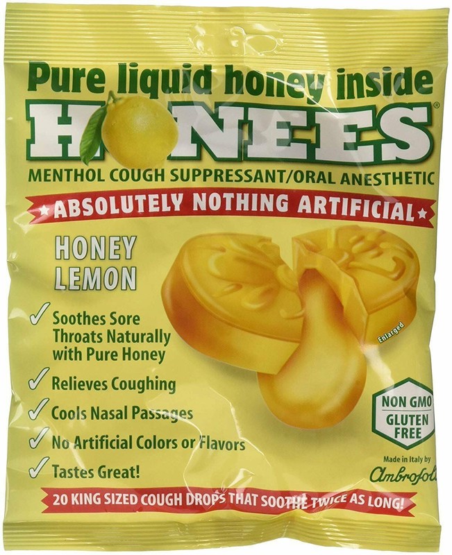 Honees Cough Drops Soothes Throat Honey Lemon Menthol Eucalyptus 20 ct 12 Pack