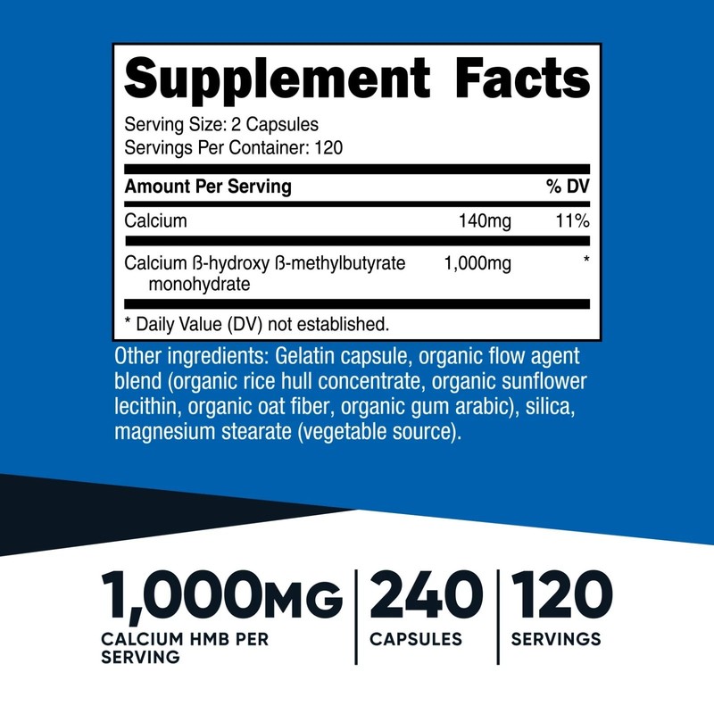 2 PACK - Nutricost HMB (Beta-Hydroxy Beta-Methylbutyric) 1000mg, 240 Caps Each gallery