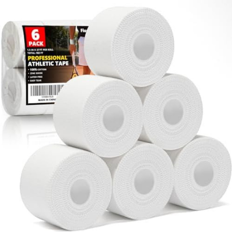 Professional 6 Pack White Athletic Sports Tape – 1.5 Inch × 30 Feet per Roll..