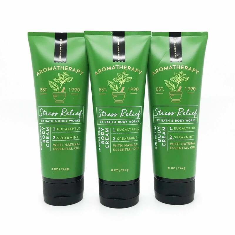 Bath & Body Works Aromatherapy Stress Relief Eucalyptus Spearmint Body Cream X3