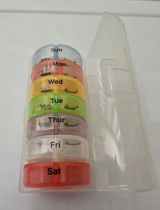 New Travel Pill Organizer. 1 Week 2 x Per Day. Round Multicolor. Ships Free. gallery