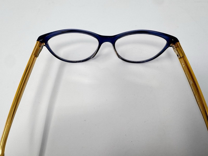Carolina Herrera VHE677K Eyeglass Frames Only Blue Gold COL 0D99 52-17-140 gallery