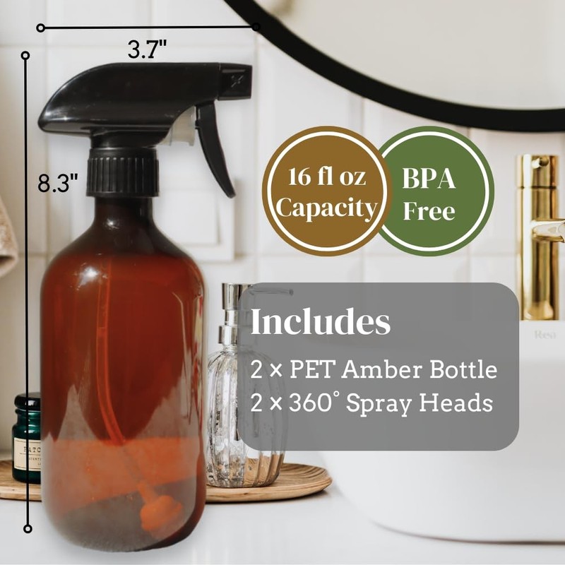 Green Alcove 360° UpsideDown Spray Bottles 16oz 2Pack Amber AllPurpose gallery