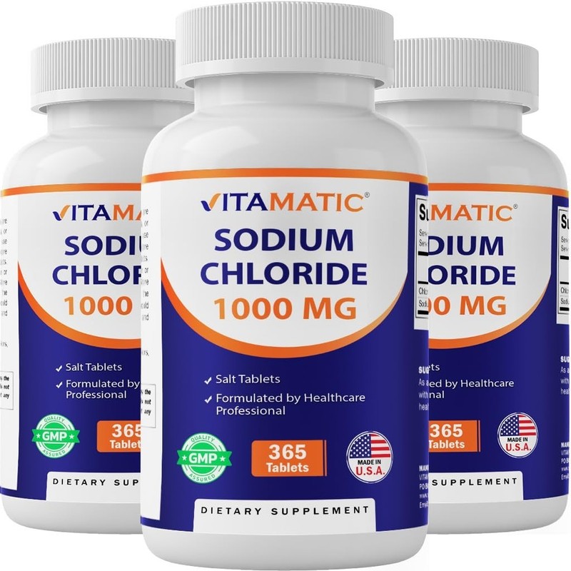 Sodium Chloride 1000mg – 365 Tablets Electrolyte Replenisher & Hydration Support