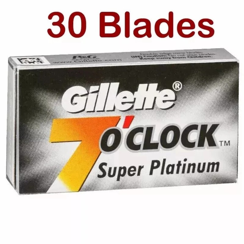 30 Gillette 7 o’ Clock Super Platinum double edge razor blades