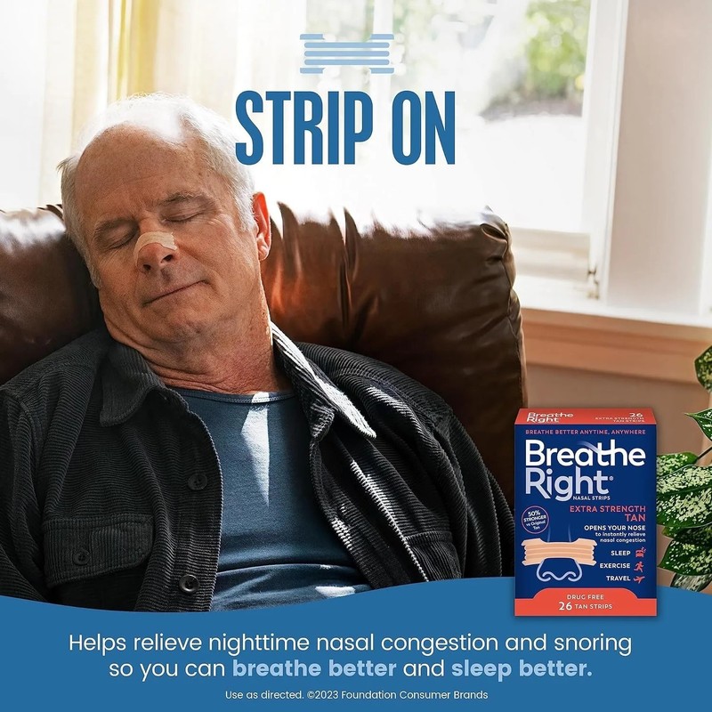 78 BREATHE RIGHT NASAL STRIPS, EXTRA STRENGTH TAN ( 3 x 26 CT Boxes ) EXP 2028 gallery