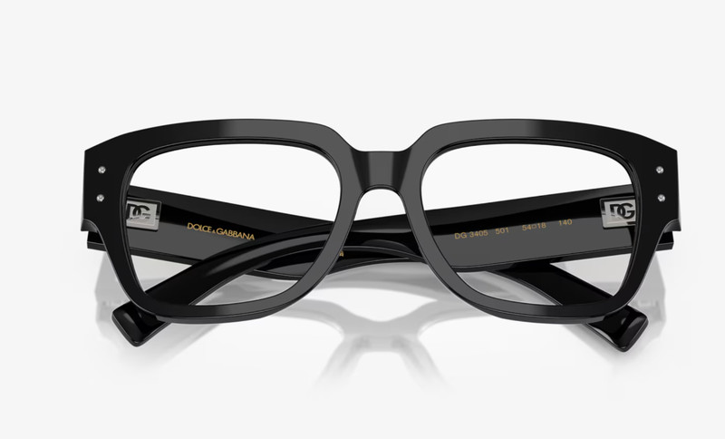 New DOLCE & GABBANA Eyeglasses DG 3405 501 54-18 140 Shiny Black & Chrome Frames gallery