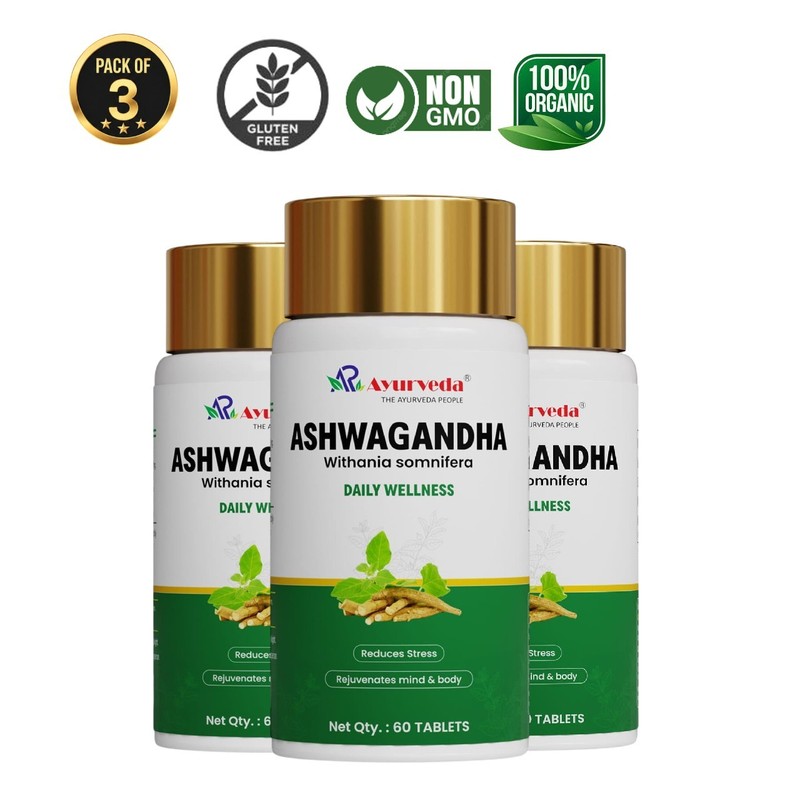 3 Pack A .R Ayurveda Ashwagandha Tablets 180 Count