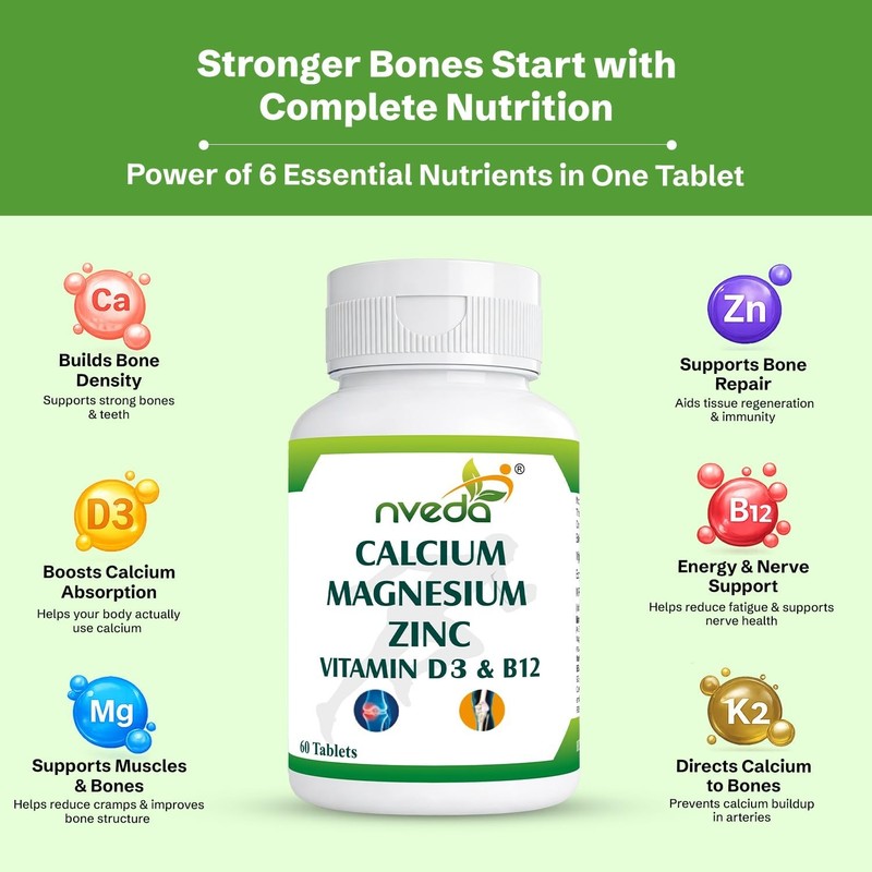 Nve.da Calcium 1000mg D3 K2 Zinc Tablets 60 Count gallery