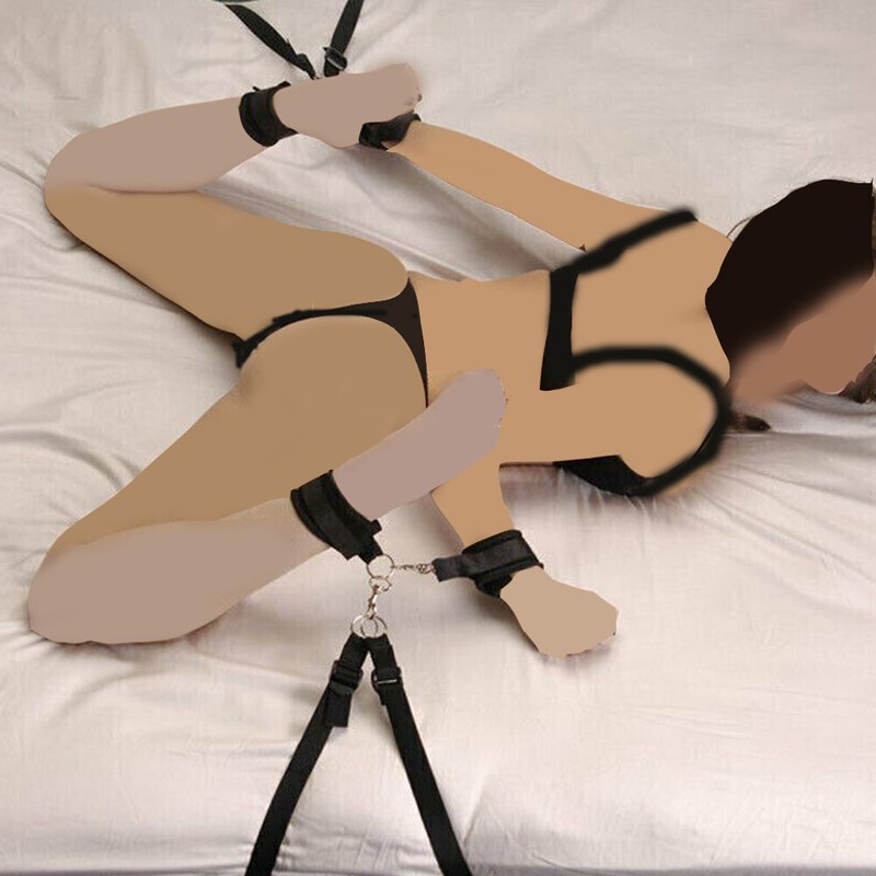 Bondage Bed Restraint set Handcuffs Ankle Cuffs Couple Slave Cosplay BDSM US