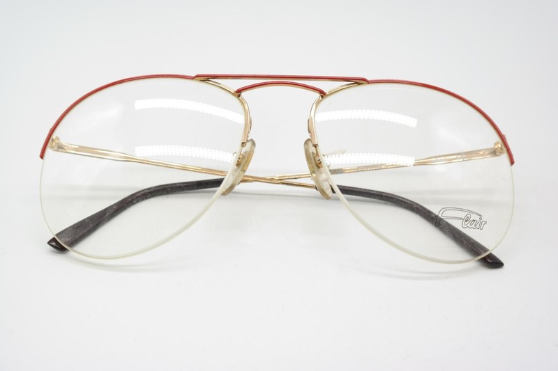 Vintage Flair Airline 14 Red Gold Half-Rim Eyeglass Frame gallery