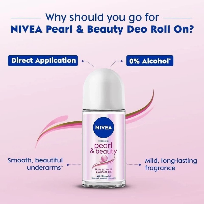 NIVEA Pearl and Beauty 50ml Deo Roll On | With Pearl Extracts & Avocado Oil gallery
