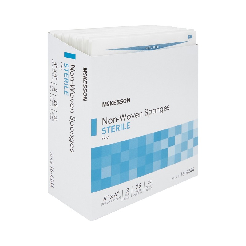 50 Ct McKesson 4-Ply Non-woven Gauze Sponge Sterile 4 x 4" 2 per Pack 25 Pack gallery