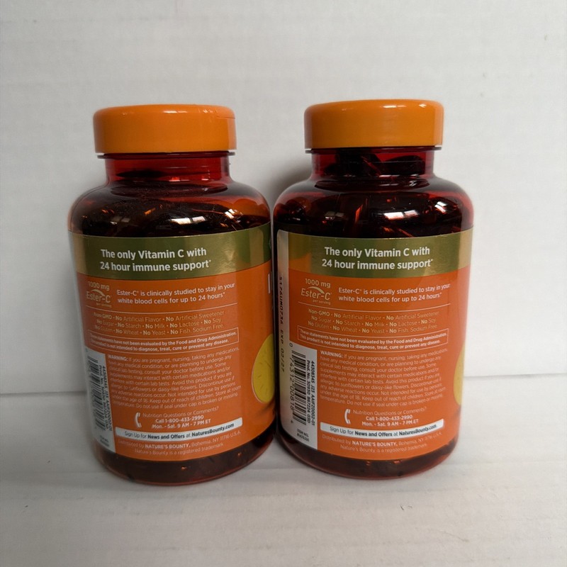 Lot-2 Nature's Bounty Immune 24 Hour 1,000 mg 120 ct/ea EX-2/27 gallery