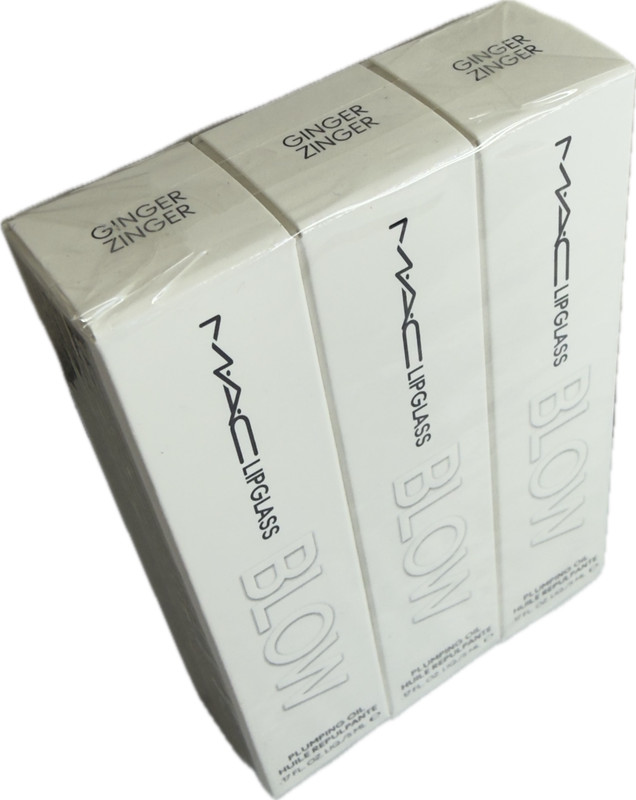 3 Pk M·A·C Cosmetics Ginger Zinger Lipglass Blow 0.17 fl oz (New in Box/Unused)