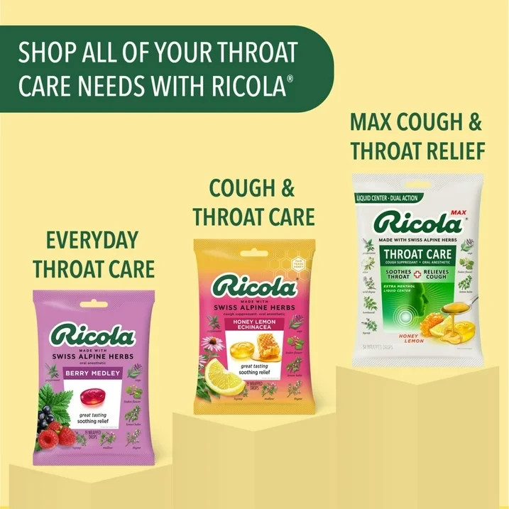 Ricola Honey Lemon Echinacea Cough Drops, Sore Throat Relief, 19 Count gallery