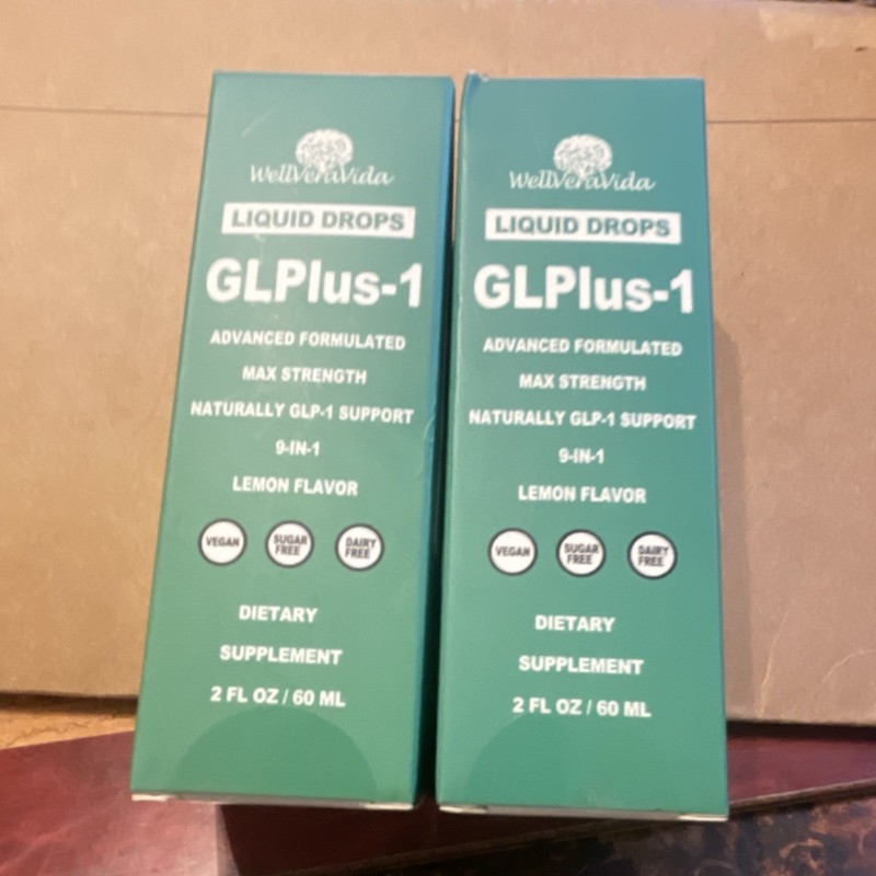 WellVerVida GLPlus-1 Liquid Drops Lemon Vegan Gluten Free Sugar Free lot of two