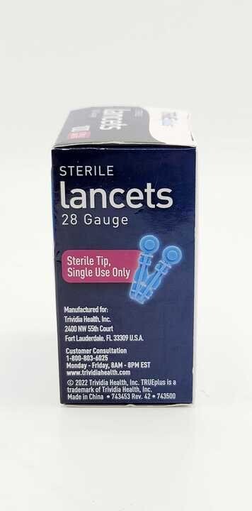 New! 100 Ct. TRUEplus Sterile Lancets 28 Gauge EXP. 08/2028 - (B41) - FREE SHIP! gallery