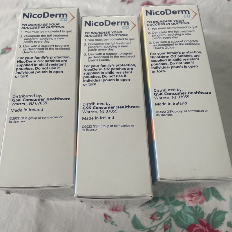 3~NicoDerm CQ Nicotine Patch Step 2 14mg 14 CLEAR PATCHES Sealed 3/28 gallery
