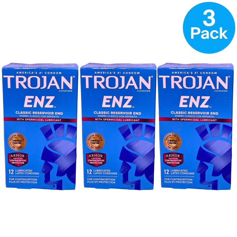 Trojan ENZ Spermicidal Lubricated Condoms 12ct 3 Pack New Exp: 11/01/2026