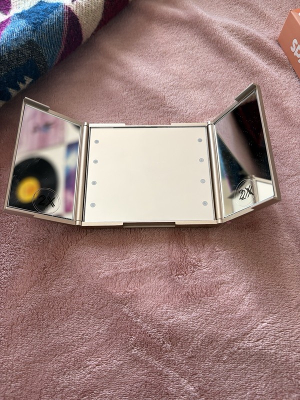Mini LED Tri-Fold Portable Magnifying Makeup Mirror