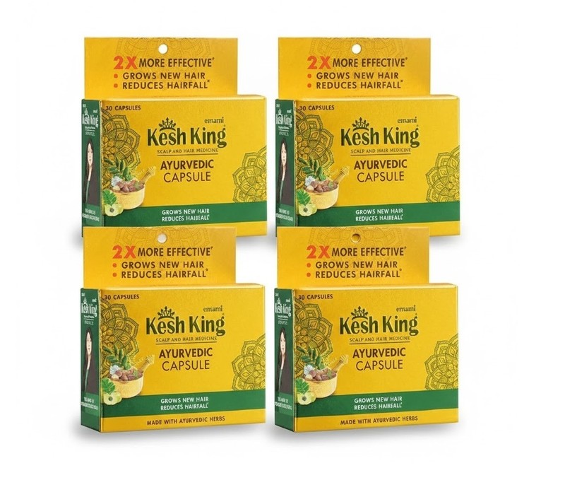 Kesh King Herbal Ayurvedic Hair Growth (30 Capsules Each x 4) = 120 Caps