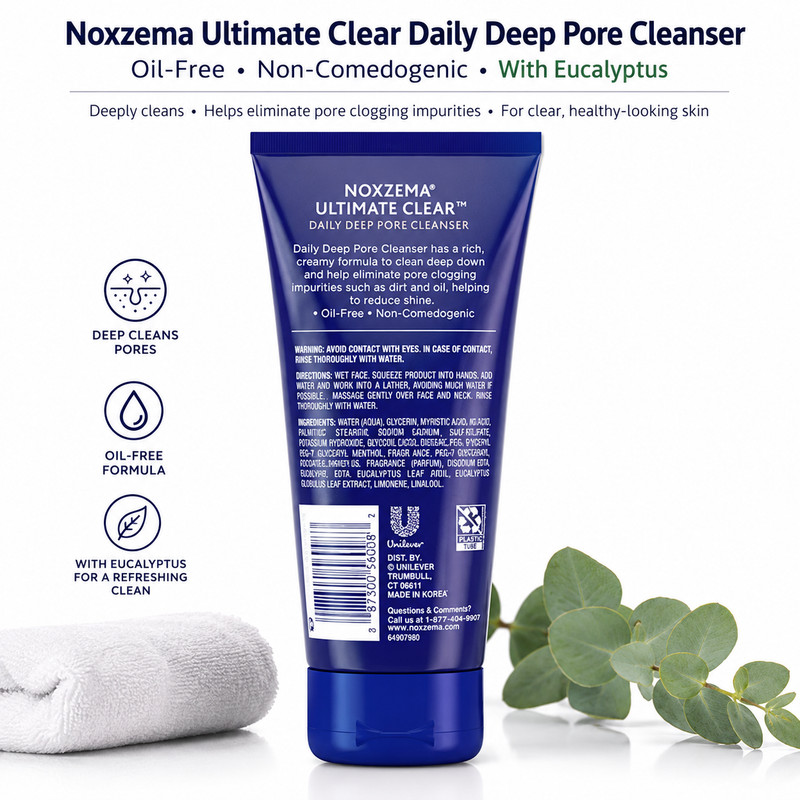 Noxzema Deep Pore Cleanser 5 Pack w/ Eucalyptus Oil Face Wash 6 Oz Each gallery