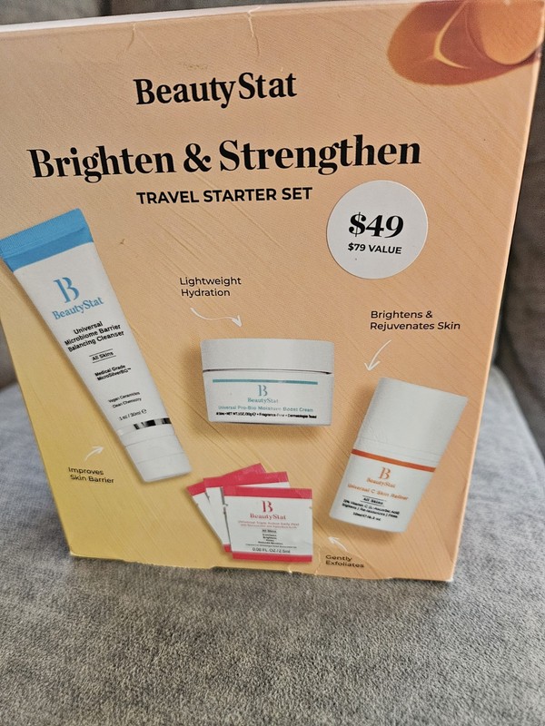 BeautyStat Brighten & Strengthen Travel Starter Set Cleanser Moisturizer Serum