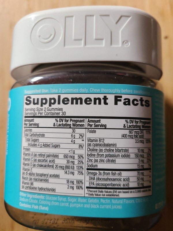 ✅️OLLY The Essential Prenatal Folic Acid + DHA - 60 Gummies Exp Oct 2026 gallery