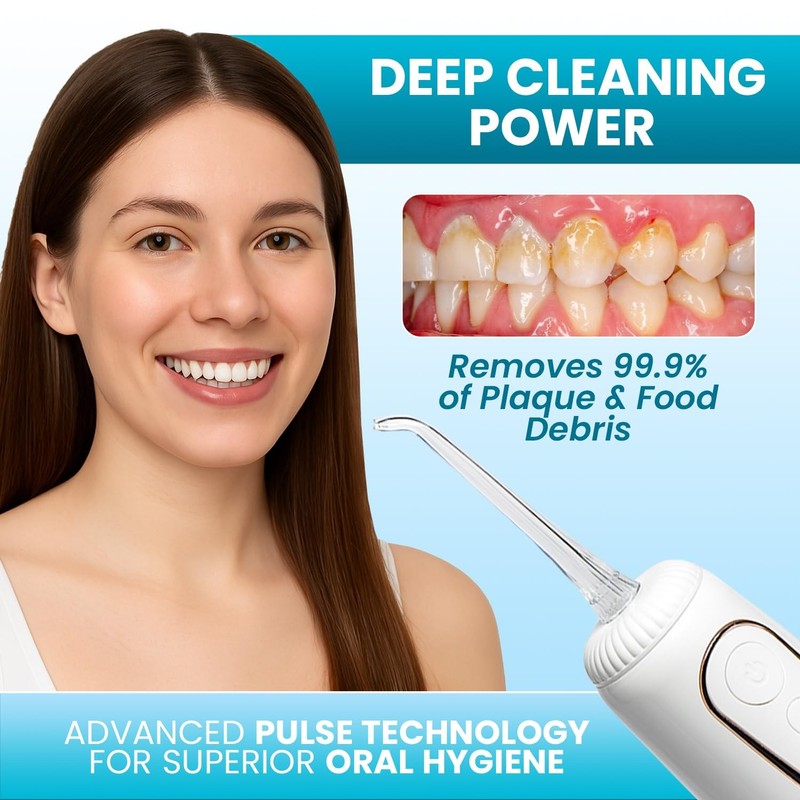 Cordless Water Flosser 360° Rotating Tip Oral Irrigator Dental Flosser Portable gallery