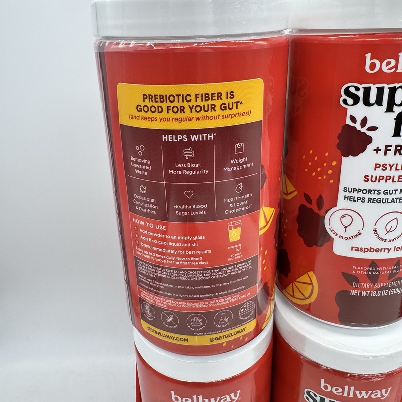 8 X Bellway Super Fiber + Fruit Psyllium Husk Raspberry Lemon 18 oz Each Fast gallery