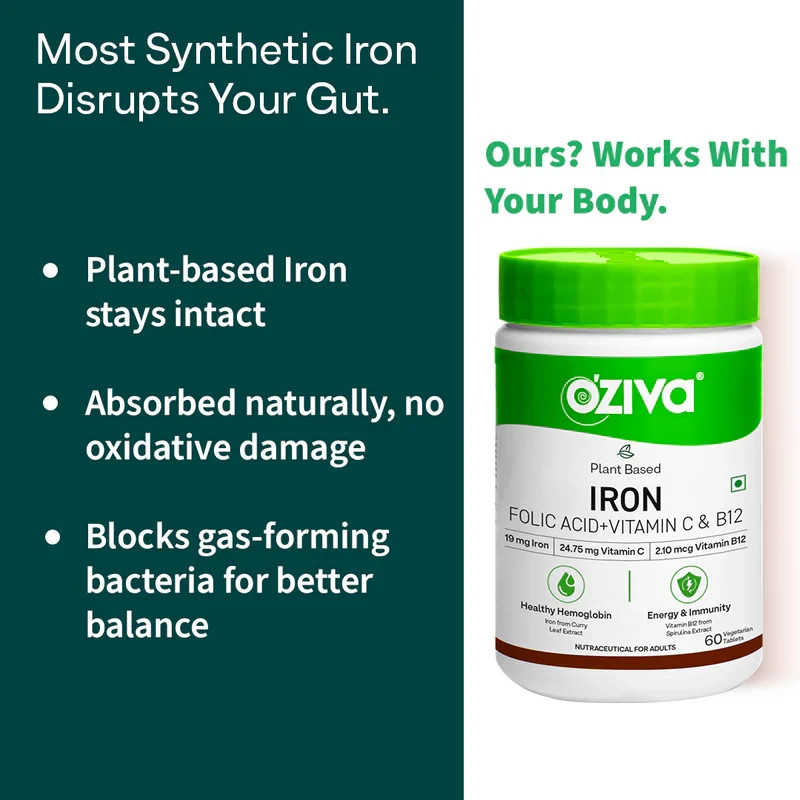 2 x OZiva Iron Folic Acid + Vitamin For Healthy Hemoglobin & Energy, 120 Tablets gallery