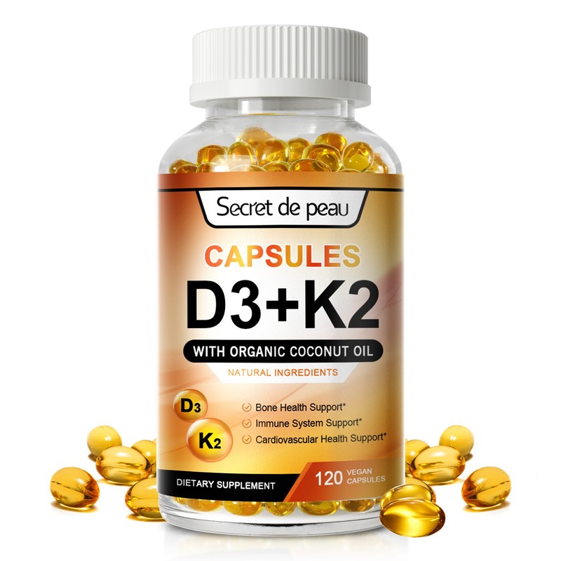 Vitamin K2 (MK7) with D3 5000 IU Supplement, BioPerine Capsules, Immune Health