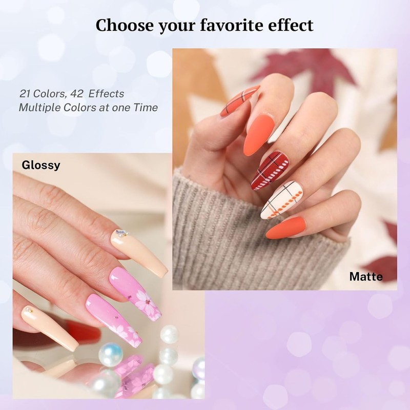 24 PCS Gel Nail Polish Set,21 Colors Gel Nail Polish Kit with Base Glossy Matte gallery