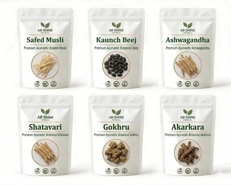 Safed Musli, Kaunch Beej, Ashwagandha, Shatavari Gokhru Akarkara Whole Combo