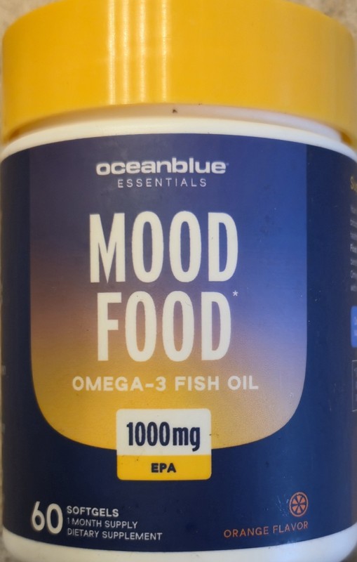 Ocean blue MOOD FOOD TRIPLE STRENGTH 1000 mg 60 Softgels Orange Flavor(30 Ser)