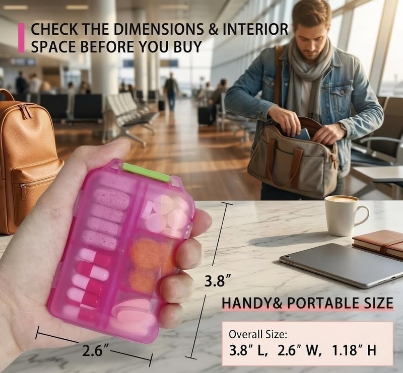 Portable Pink Pill Case with Comprehensive Labels - Daily Medication Made Easy gallery