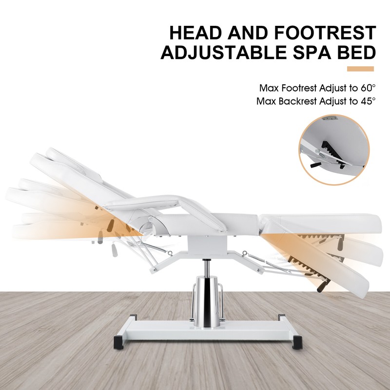 White Hydraulic Tattoo Massage Table Recline Facial Bed SalonSpaBeauty Equipment gallery