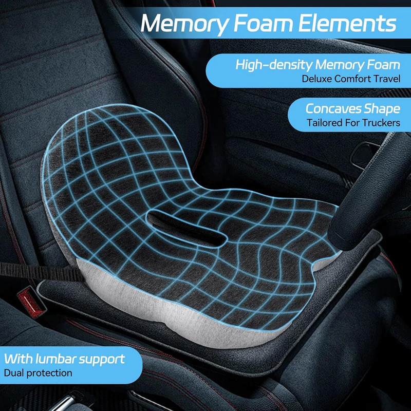 Memory Foam Seat Cushion w/Lumbar Support Pillow for Back & Sciatica Pain Relief gallery