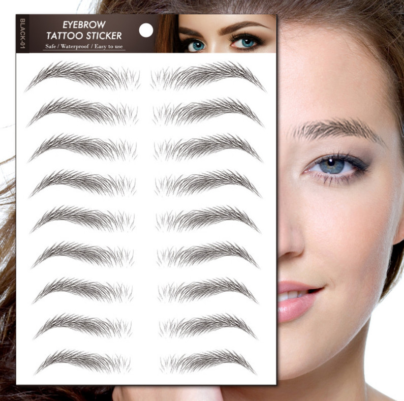 Eyebrow Tattoos 4D Hair-Like Waterproof Stickers 11 Pairs Black Makeup Temporary gallery