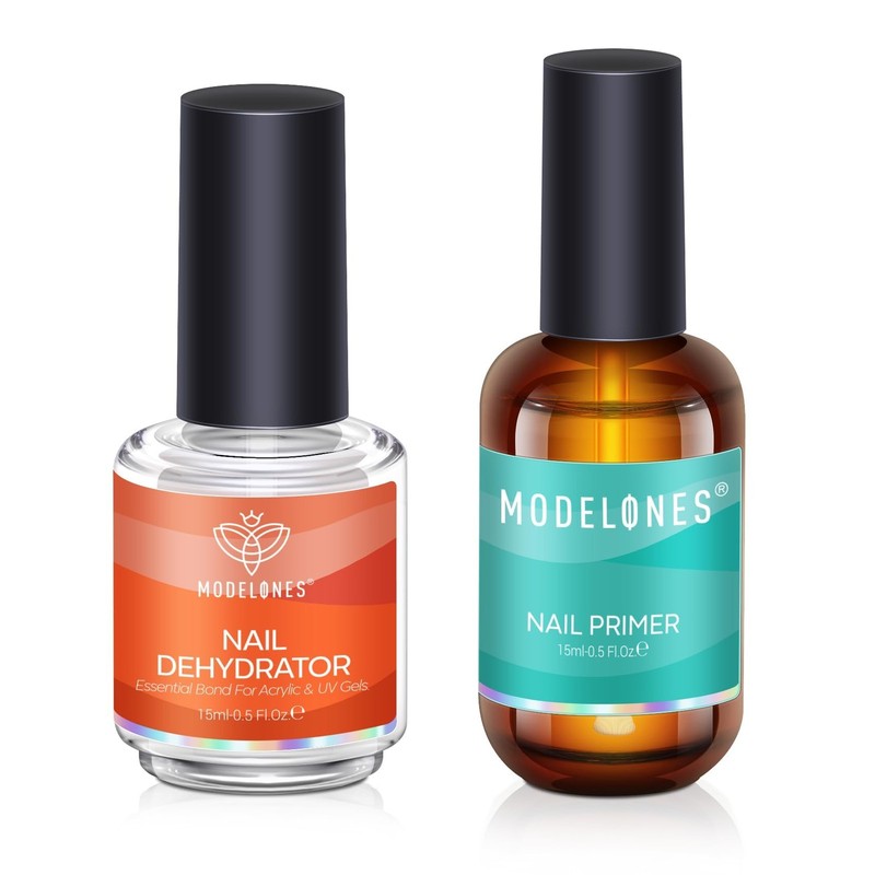 modelones 15 ml Nail Dehydrator and Primer, Acid Free Base Coat Natural Prep …