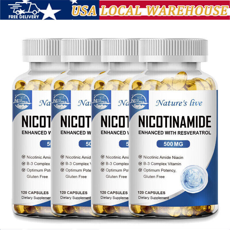 Nicotinamide Resveratrol 500MG, NAD Supplement 120/240/480 Capsules Anti-aging